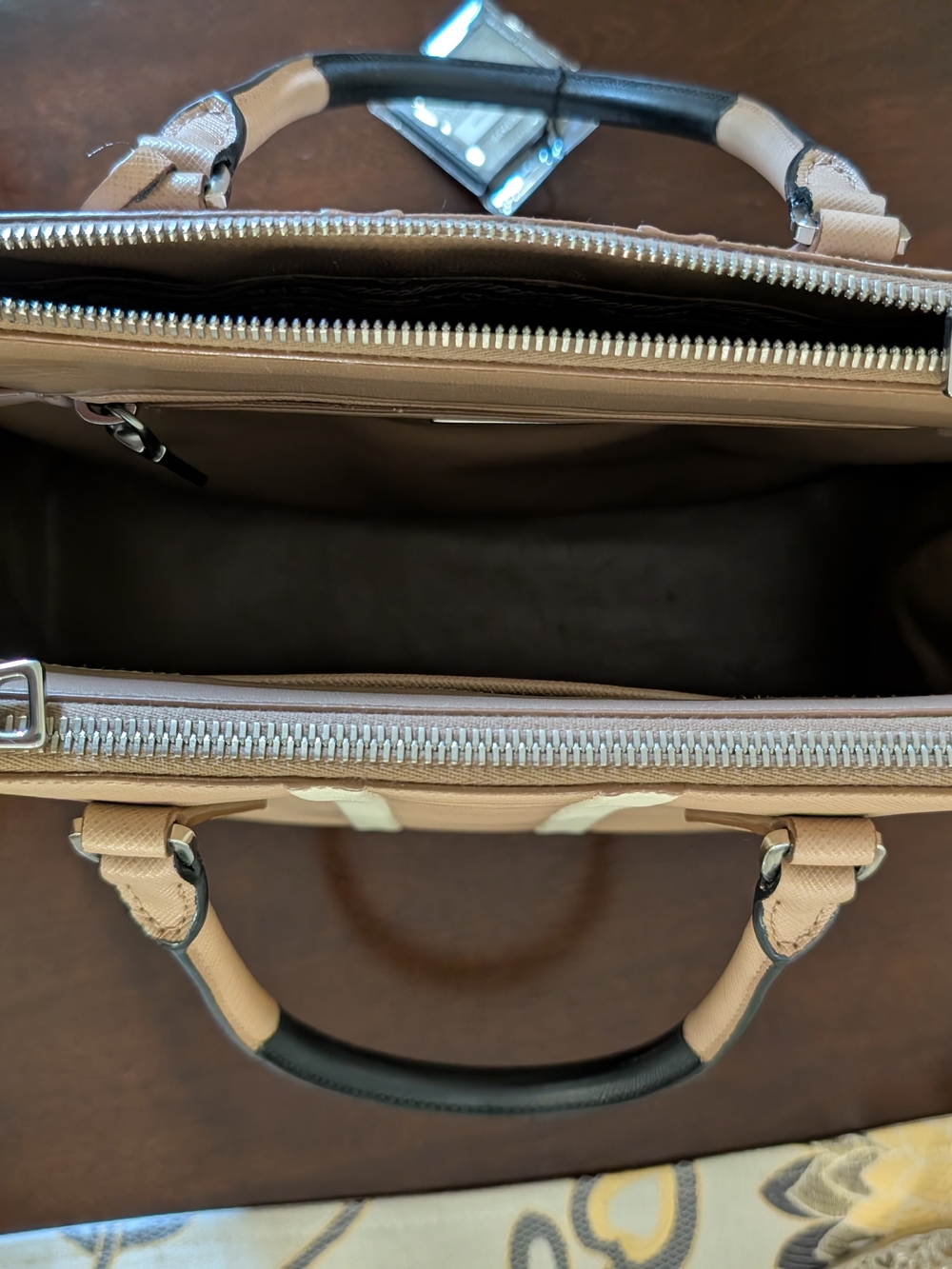 PRADA tricolor stripe Saffiano Top Handle Satchel - Picture 4 of 17